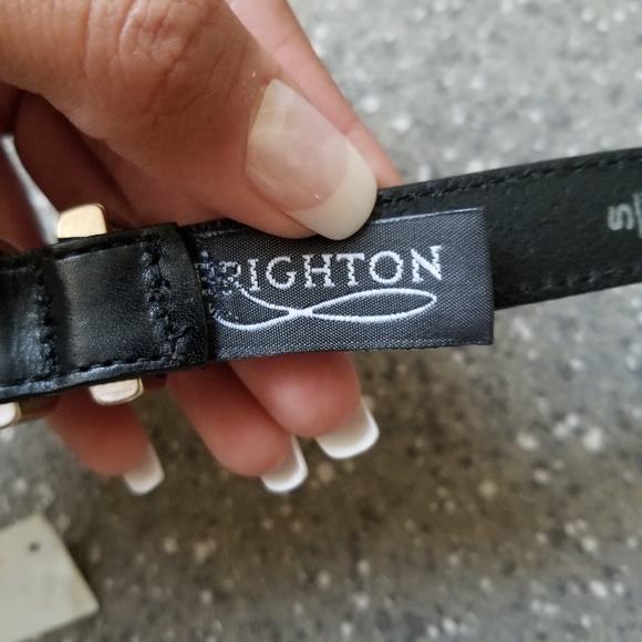 NWT BRIGHTON Black Leather Belt with Gold Studs - Picture 3 of 7